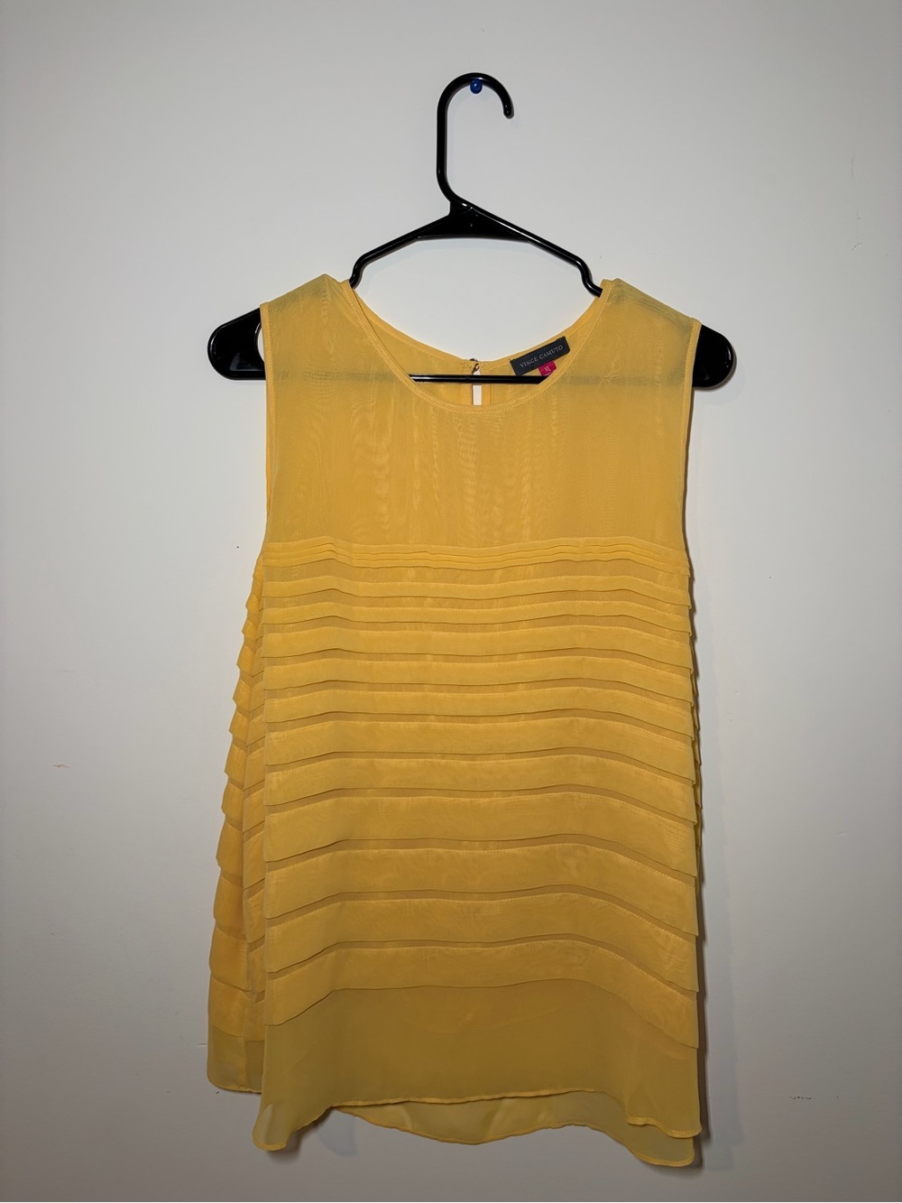 Vince Camuto Yellow Pleated Sleeveless Camisole